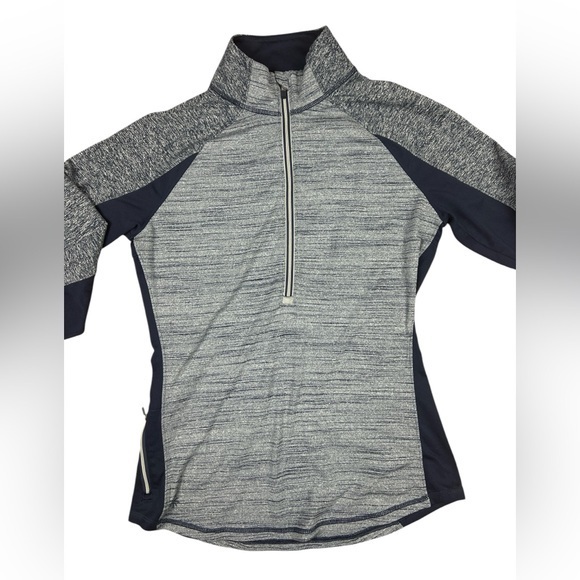 Athleta Half Zip Tracker Running Shirt Women’s Small Long Sleeve Blue Zip Pocket - Picture 4 of 12